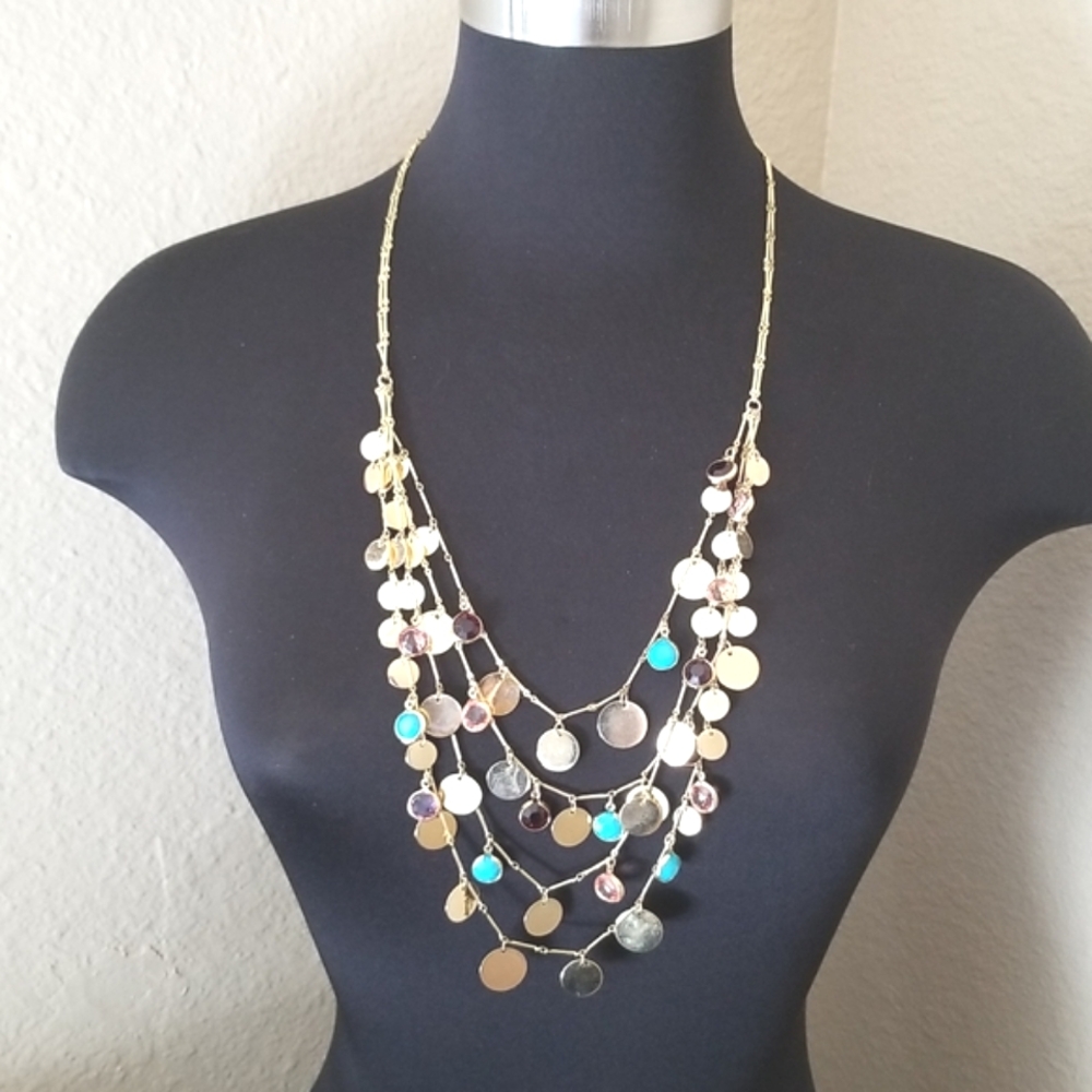 Lydell NYC Gold Faceted Coin Layered Necklace